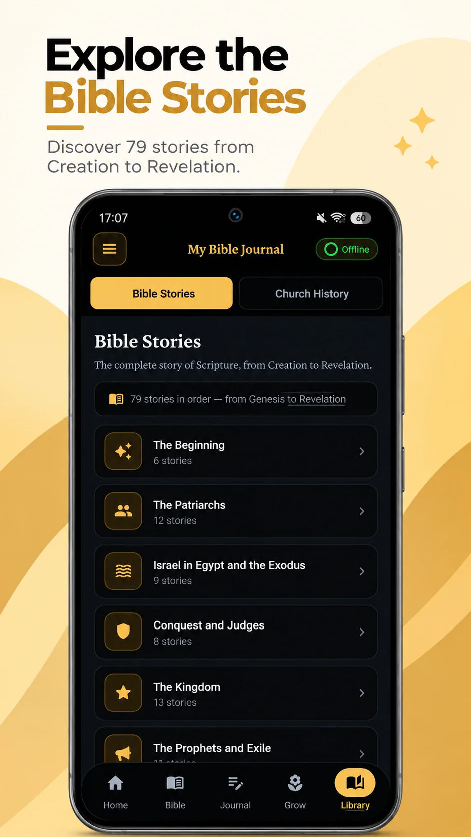 Actual app screenshot: Explore Bible stories