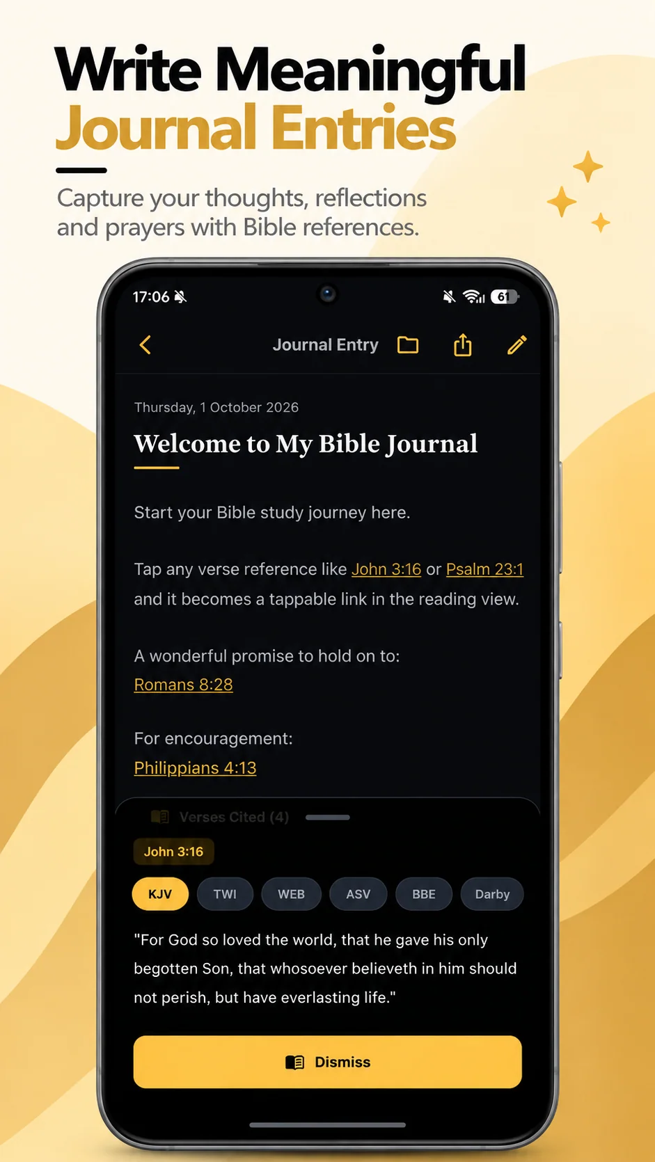 Actual app screenshot: Scripture inside your notes
